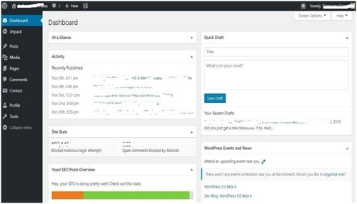 WordPress dashboard - 1