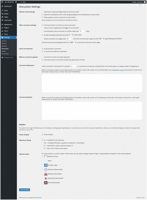 WordPress settings - 5
