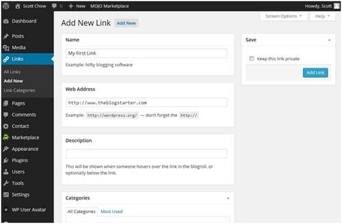 add Links to WordPress Blog - 4