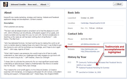 Facebook About Section Examples - 4