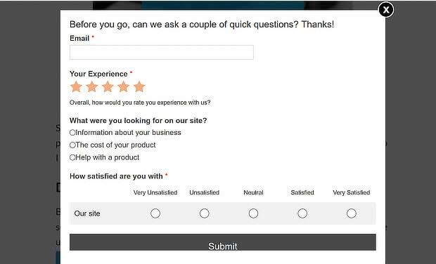 Pop-up survey