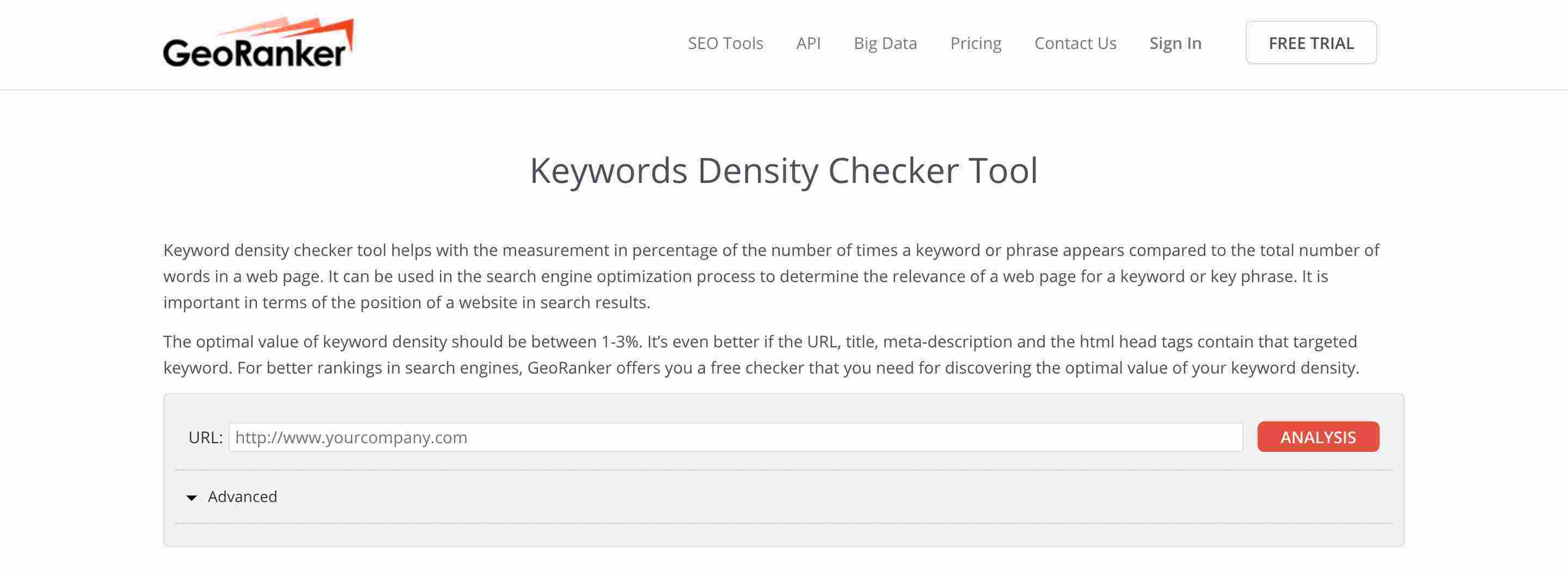 GeoRanker tools is one of the best tool to measure keyword density
