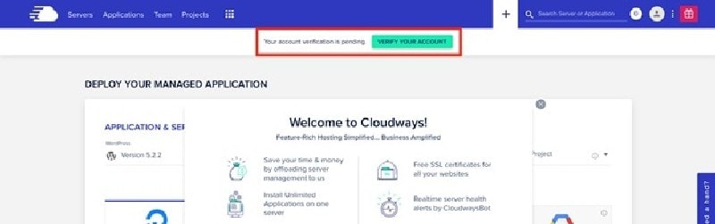 cloudways welcome page