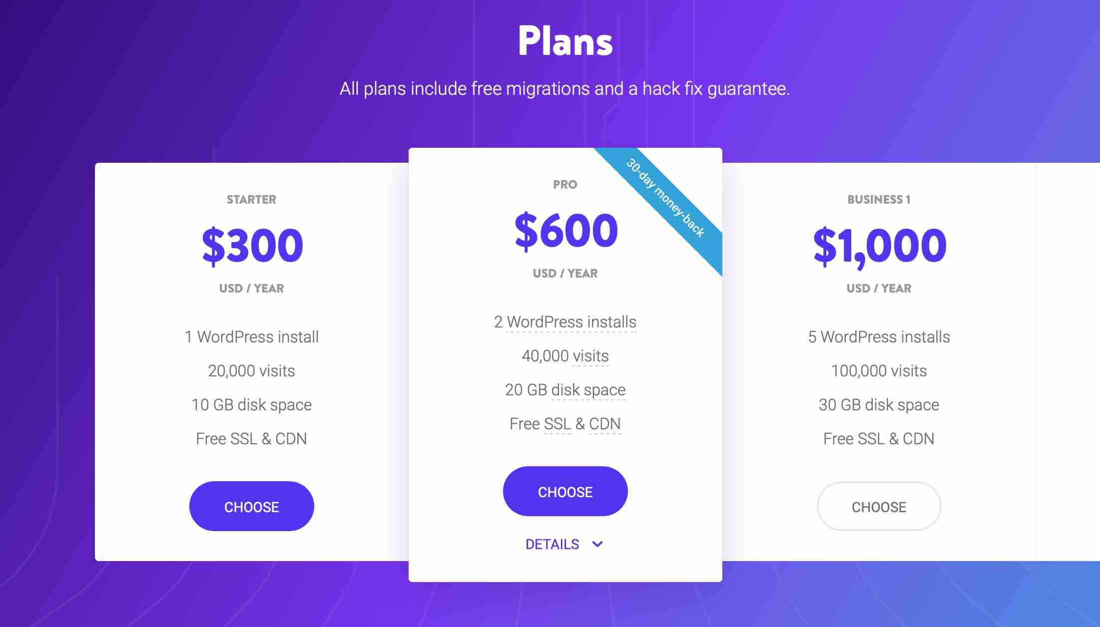 Kinsta plans include free migrations 