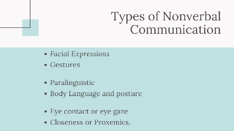 Types of Nonverbal communication