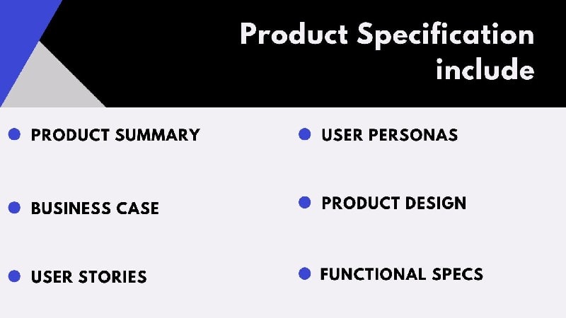 What does a Product Specification include