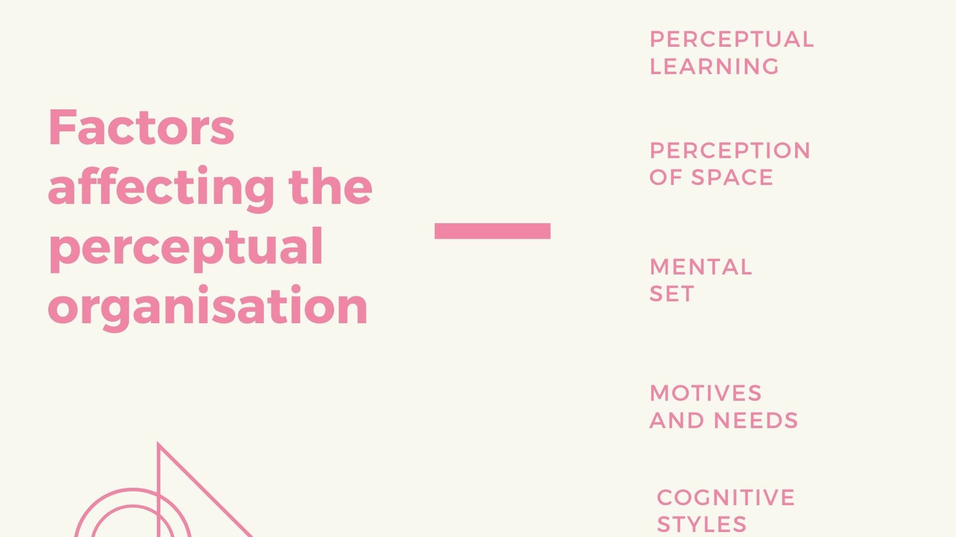 Factors affecting the perceptual organisation