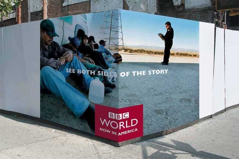 In this creative ad, you can see what out-of-the-box advertising is. The ad adeptly utilized the natural surroundings of the place where the ad is placed. They used the existing telephone wires as an integral part of their ad image by interestingly, creatively, and relevantly incorporating them in the ad image. 9. BBC World Creative Advertising