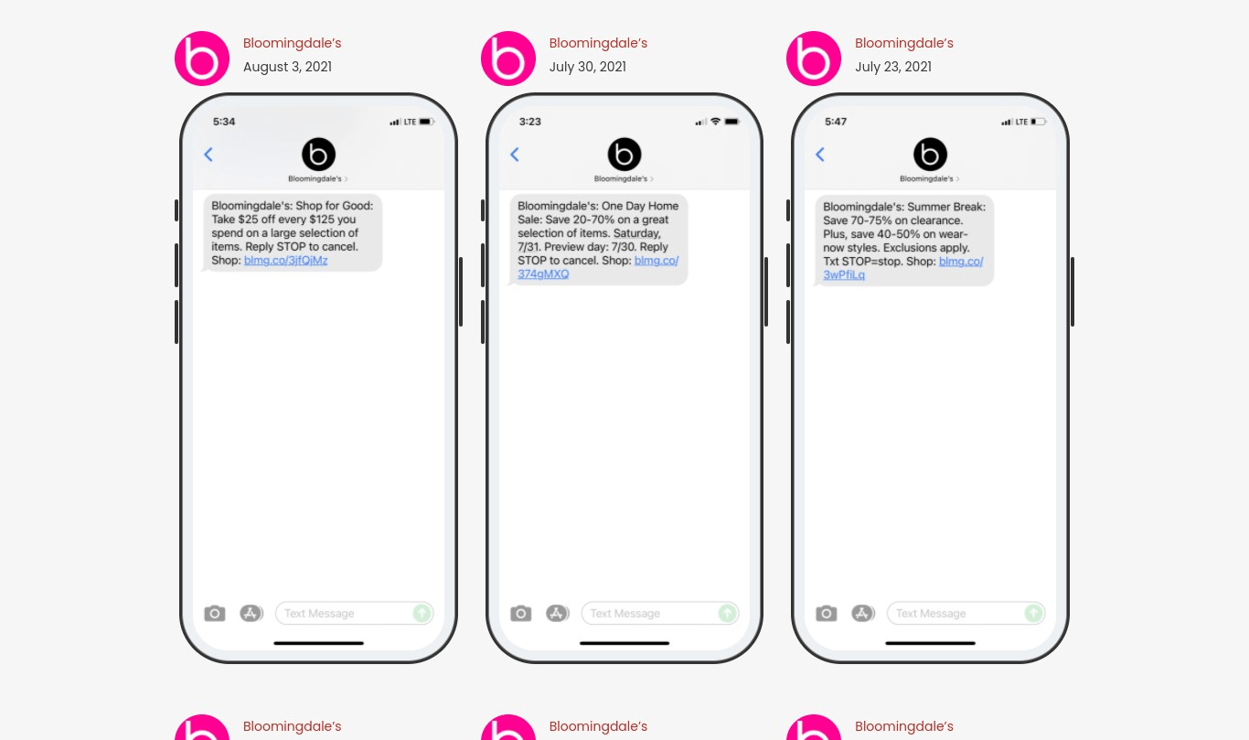 Bloomingdales’ SMS marketing strategy