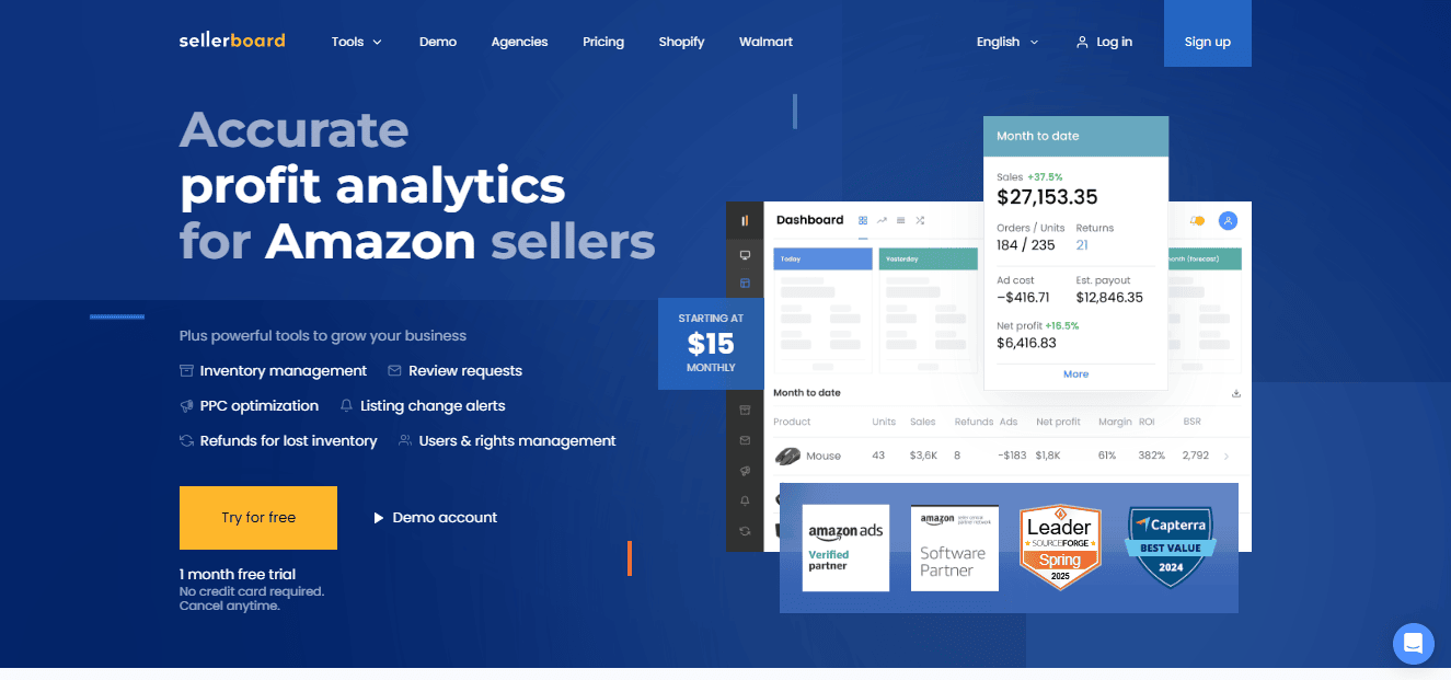 Sellerboard Amazon Inventory Management