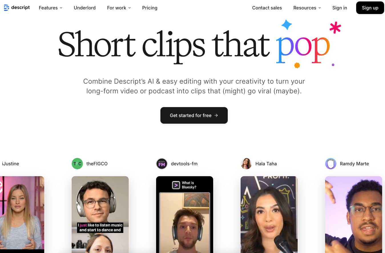 Descript Ai Form Make Short Clips