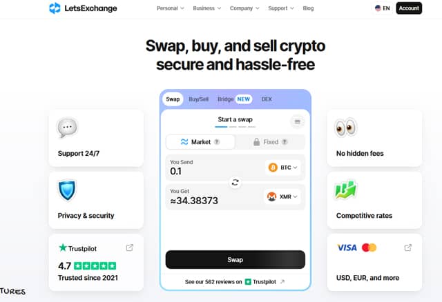 Letsexchange Crypto exchange for cross-chain swaps