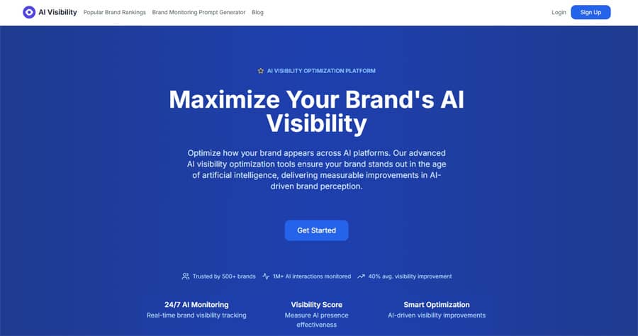 Main Page Of Ai Visibility Site