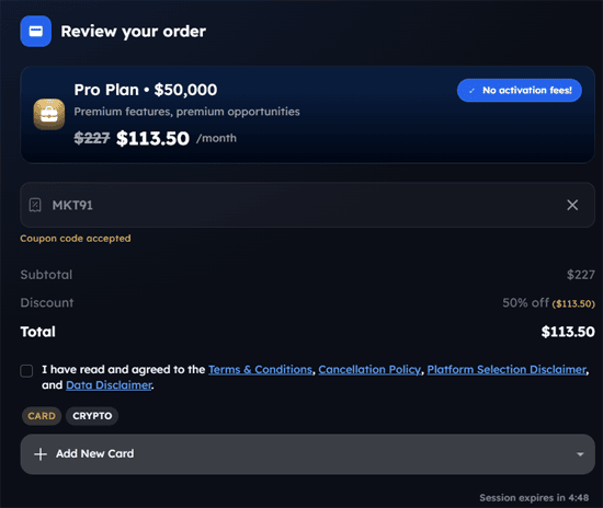 My Funded Futures Coupon Code Applied